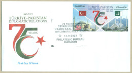PAKISTAN 2023 MNH 75 YEARS DIPLOMATIC RELATIONS TURKEY FLAG MASJID FDC FIRST DAY COVER - Pakistán