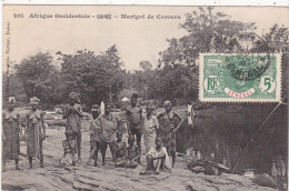 GUINEE FRANCAISE.  MARIGOT DE CORRERA. ANIMATION.  ANNEE 1907 + TEXTE + TIMBRE - Französisch-Guinea