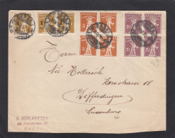 LETTRE DE BALE AVEC E.A. 2 BLOC DE 4 DE TIMBRES "WALTER TELL" POUR LUXEMBOURG,1910. - Cartas & Documentos