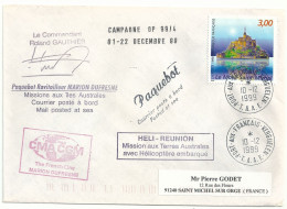 YT 3165 Mont Saint Michel - Posté à Bord Du MD - Paquebot - Héli Réunion - Port Aux Français - Kerguelen - 10/12/1999 - Covers & Documents