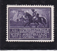 Postman - Austria Wien Vienna / Stamp Exhibition / CINDERELLA LABEL VIGNETTE WIPA 1933 MH* Very Light - Ongebruikt