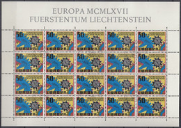 LIECHTENSTEIN 474, Kleinbogen, Gestempelt,  Europa CEPT:  Zahnräder 1967 - 1967