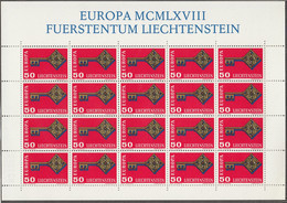 LIECHTENSTEIN 495, Kleinbogen, Postfrisch **,  Europa CEPT:  Schlüssel 1968 - 1968