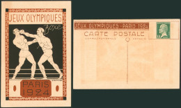 France - CP Commémoratives T.S.C. (B1S1) 15ctm Vert Neuve, Jeux Olympiques Paris 1924 : Boxe. - Zomer 1924: Parijs