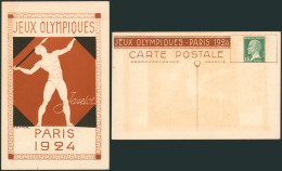 France - CP Commémoratives T.S.C. (B1S1) 15ctm Vert Neuve, Jeux Olympiques Paris 1924 : Javelot. - Zomer 1924: Parijs