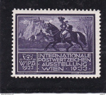 Austria Wien Vienna / International Stamp Exhibition / CINDERELLA LABEL VIGNETTE WIPA 1933 MH* Very Light - Correo Postal