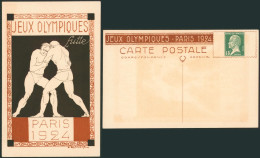 France - CP Commémoratives T.S.C. (B1S1) 15ctm Vert Neuve, Jeux Olympiques Paris 1924 : Lutte. - Zomer 1924: Parijs