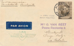 BELGIAN CONGO AIR COVER FIRST FLIGHT FROM ALBERTVILLE 27.10.36 TO STAN; - Cartas & Documentos