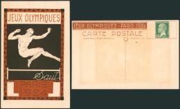 France - CP Commémoratives T.S.C. (B1S1) 15ctm Vert Neuve, Jeux Olympiques Paris 1924 : Saut. - Summer 1924: Paris