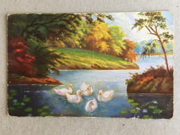 Kunstler Illustrateur - Ducklings On The Lake Ducks Bucuresti Recas Aviation Stamp 1932 Forest Landscape Foret Wald - Other & Unclassified