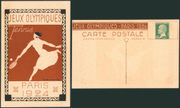 France - CP Commémoratives T.S.C. (B1S1) 15ctm Vert Neuve, Jeux Olympiques Paris 1924 : Tennis. - Zomer 1924: Parijs