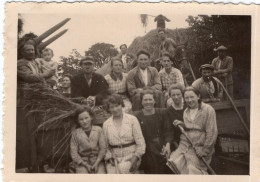 Photo D'une Famille De Paysan Pendant Le Battage Des Blé En 1934 - Personnes Anonymes