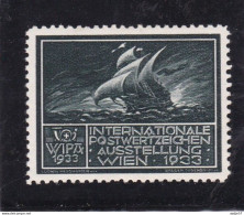 SAILING SHIP - Austria Wien Vienna / International Stamp Exhibition / CINDERELLA LABEL VIGNETTE WIPA 1933 MH* Very Light - Bateaux