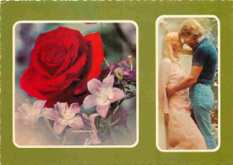 Couples - Fleurs - Roses - Carte Dentelée - CPSM Grand Format - Voir Scans Recto-Verso - Couples
