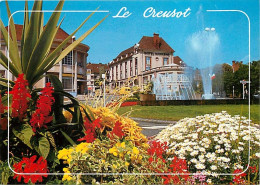 71 - Le Creusot - La Poste à Gauche - Jets D'eau - Fleurs - CPM - Voir Scans Recto-Verso - Le Creusot
