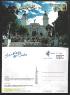 Entire Postcard With Santiago De Cuba Cathedral. Architecture Of Cuban Cathedral Built 1828. Kathedraal Van Santiago De - Kerken En Kathedralen