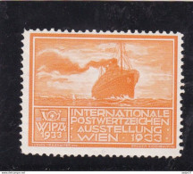 Old Original German Poster Stamp (cinderella,) WIPA 1933 Ship Schiffe Steamship Dampfschiffe MH* Very Light - Schiffe