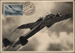 Italie 1947 Y&T PA 113. Série Courante, 1 L Avion  Sur Carte Maximum - Airplanes