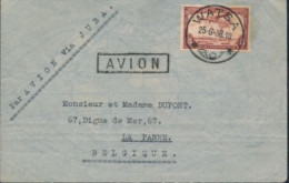BELGIAN CONGO AIR COVER FROM WATSA 25.06.36 TO DE PANNE TRANSIT ABA - Lettres & Documents