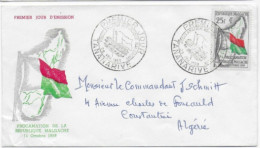 Enveloppe Premier Jour - Proclamation De La République Malgache -Madagascar 28-02-1959 Tananarive FDC -Y.T N° 338 - Autres - Afrique