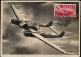 Italie 1947 Y&T PA 117. Série Courante, 10 L Avion Sur Carte Maximum - Airplanes
