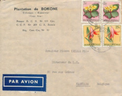 BELGIAN CONGO AIR COVER FROM BOENDE 08.10.54 TO VERVIERS - Cartas & Documentos