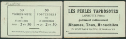 Carnet (1912/13) - A13a (2) Intercalaires Translucides, 5 Panneaux De 10 Timbres (Pellens N°110) / Les Perles Taphosotes - 1907-1941 Anciens [A]