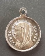 Pendentif Médaille Religieuse Milieu XIXe Argent 800 "Pape Pie IX / Virgo Mater" Religious Medal - Religion & Esotérisme