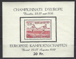 Belgique Yv BF 29 Championnats D'Europe D'Athlétisme Bruxelles 1950 ** - Leichtathletik