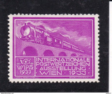 Austria 1933 WIPA Label Cinderella In Purple : Railway Train Eisenbahn Zug - On Bridge. MNH** - Eisenbahnen