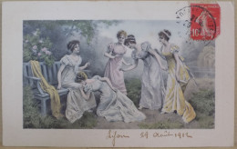 FANTAISIE CPA CARTE POSTALE ANCIENNE ILLUSTRATEUR JEUNES FEMMES BOURGEOISES PARIS SERIE N°182 - 1900-1949