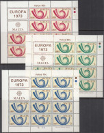 MALTA  472-474, 3 Kleinbogen, Postfrisch **, Europa CEPT, 1973 - 1975