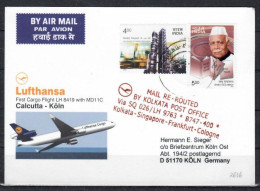 2002 Calcutta - Koln  Lufthansa First Flight, Erstflug, Premier Vol ( 1 Card ) See Description - Sonstige (Luft)