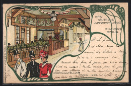 Lithographie Paris, Exposition Universelle De 1900, Das Deutsche Weinrestaurant H. C. Kons Berlin  - Expositions