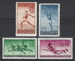 Yougoslavia Yv 326/9, 9e Jeux Balkaniques D'Athlétisme  */mlh - Atletismo