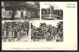 AK Falkenrehde, Gasthof U. Bäckerei Hermann Conrad, Belvedere, Schule, Dorfstrasse  - Autres & Non Classés