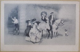 FANTAISIE CPA CARTE POSTALE ANCIENNE ILLUSTRATEUR BOURGEOIS BALLADE CHEVAUX CHIEN - 1900-1949