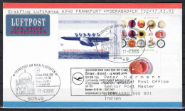2005 Frankfurt - Hyderabad  Lufthansa First Flight, Erstflug, Premier Vol ( 1 Card ) - Otros (Aire)