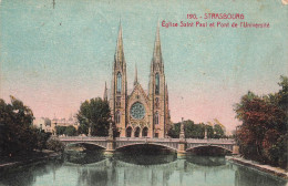 FRANCE - Strasbourg - Eglise Saint Paul Et Pont De L'Université - Colorisé - Carte Postale Ancienne - Strasbourg