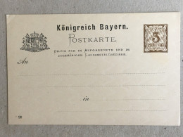 Deutschland Bavaria Bayern Stationery Entier Postal Ganzsachen 3 Pfennig Unused Postcard - Entiers Postaux