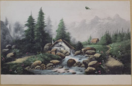 FANTAISIE CPA CARTE POSTALE ANCIENNE ILLUSTRATEUR PAYSAGE CAMPAGNARD MOULIN A EAU RIVIERE SERIE N°1991 - 1900-1949