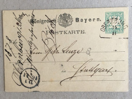 Deutschland Bavaria Bayern Stationery Entier Postal Ganzsachen 5 Pfennig Obernburg Am Main 1878 - Entiers Postaux