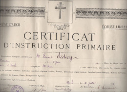 Auch (32)  Diplome CERTIFICAT D'INSTRUCTION PRIMAIRE  1929 (religion, Science, Patrie !!!)  (M6527) - Diploma & School Reports