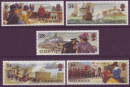 Europe - Grande Bretagne - Ile De Guernesey - 1993- N°620à 624 (5 Valeurs) 350° Ann. Du Siège Du Château Cornet - 7583 - Otros & Sin Clasificación