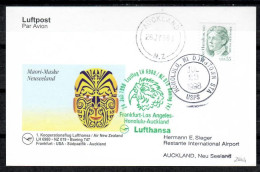 1998 Honolulu - Auckland   Lufthansa First Flight, Erstflug, Premier Vol ( 1 Card ) - Other (Air)