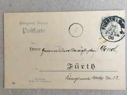 Deutschland Bavaria Bayern Stationery Entier Postal Ganzsachen 2 Pfennig Furth Stadtmagistrat Einladung 1906 - Enteros Postales