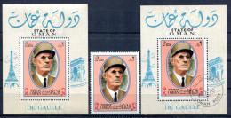 Thème Général De Gaulle - Oman TP + Bloc Neuf Et Oblitéré - T 1373 - De Gaulle (Général)