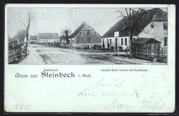 AK Steinbeck / Tiefensee, Gasthof Hufe In Der Dorfstrasse, Garten Mit Kegelbahn  - Sonstige & Ohne Zuordnung