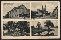 AK Vockerode B. Dessau, Gasthaus Z. Schönen Eiche, Inh. Friedrich Richter, Dorfstrasse Mit Kirche  - Dessau