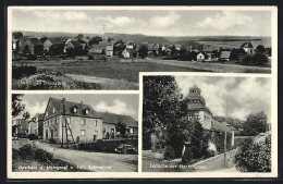 AK Leiningen /Hunsrück, Gasthaus U. Metzgerei V. Phil Schweitzer, Lamscheider Stahlbrunnen  - Andere & Zonder Classificatie